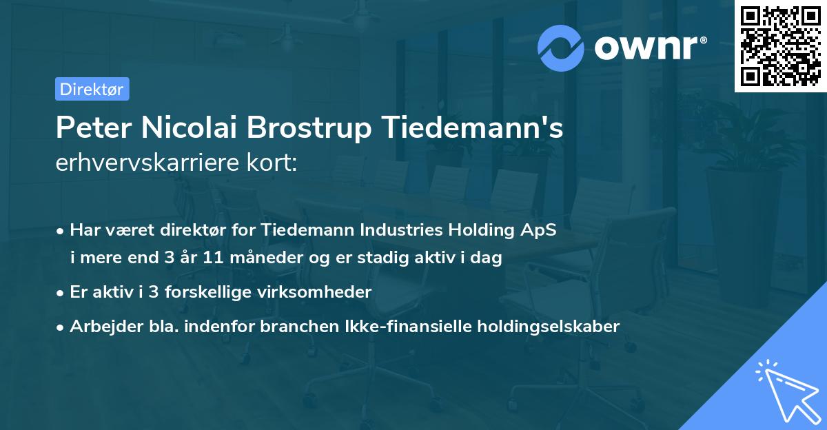 Peter Nicolai Brostrup Tiedemann's erhvervskarriere kort