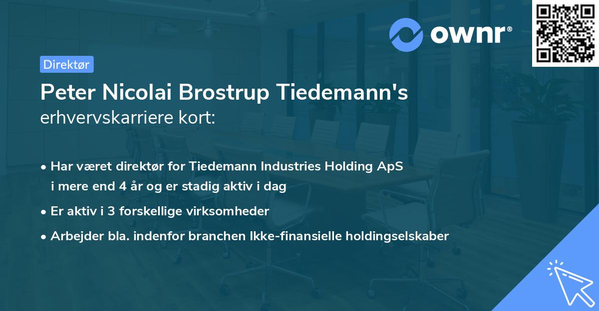Peter Nicolai Brostrup Tiedemann's erhvervskarriere kort