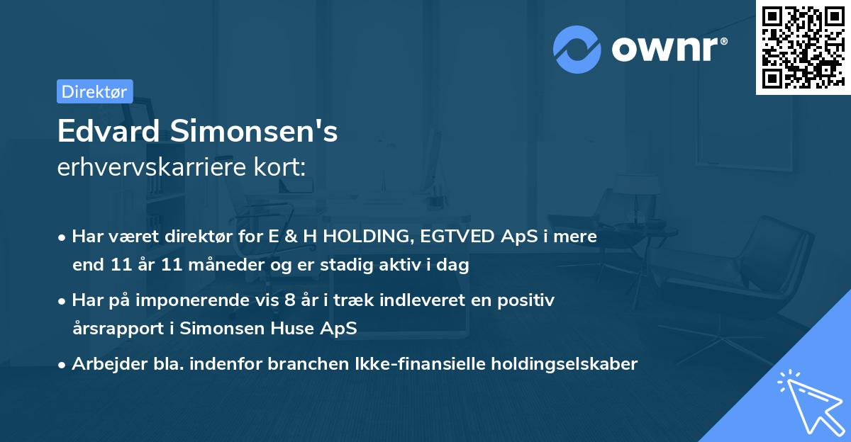 Edvard Simonsen's erhvervskarriere kort