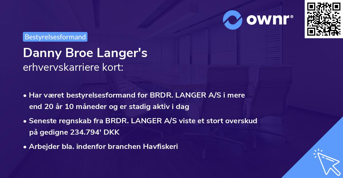 Danny Broe Langer's erhvervskarriere kort