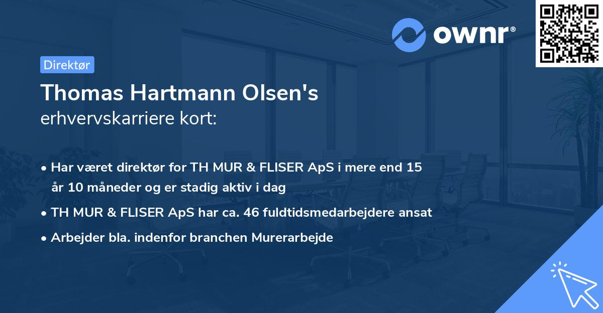 Thomas Hartmann Olsen's erhvervskarriere kort