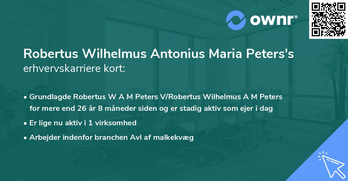 Robertus Wilhelmus Antonius Maria Peters's erhvervskarriere kort