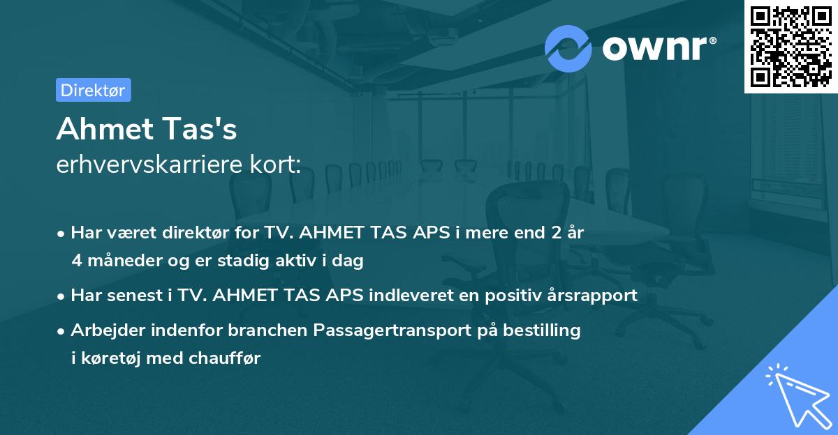 Ahmet Tas's erhvervskarriere kort