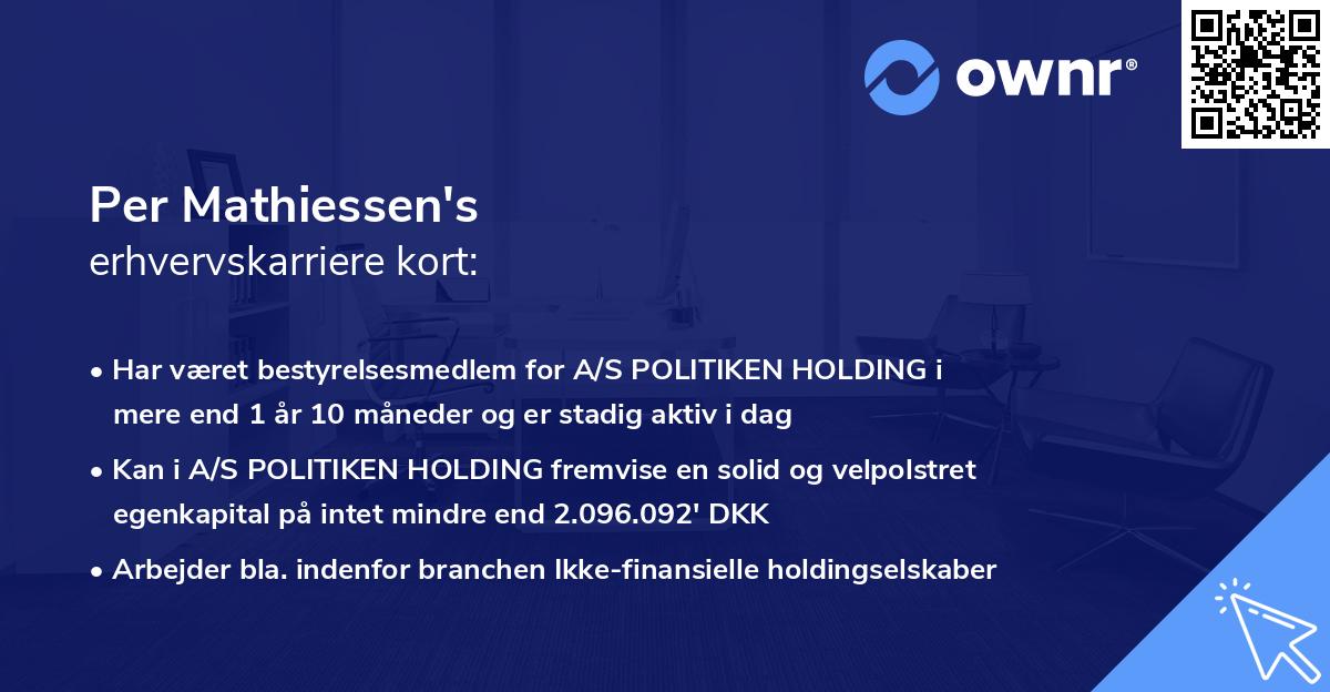 Per Mathiessen's erhvervskarriere kort