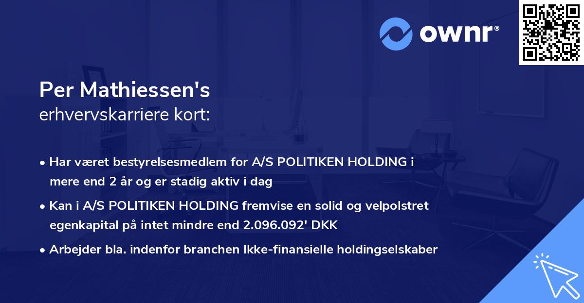 Per Mathiessen's erhvervskarriere kort