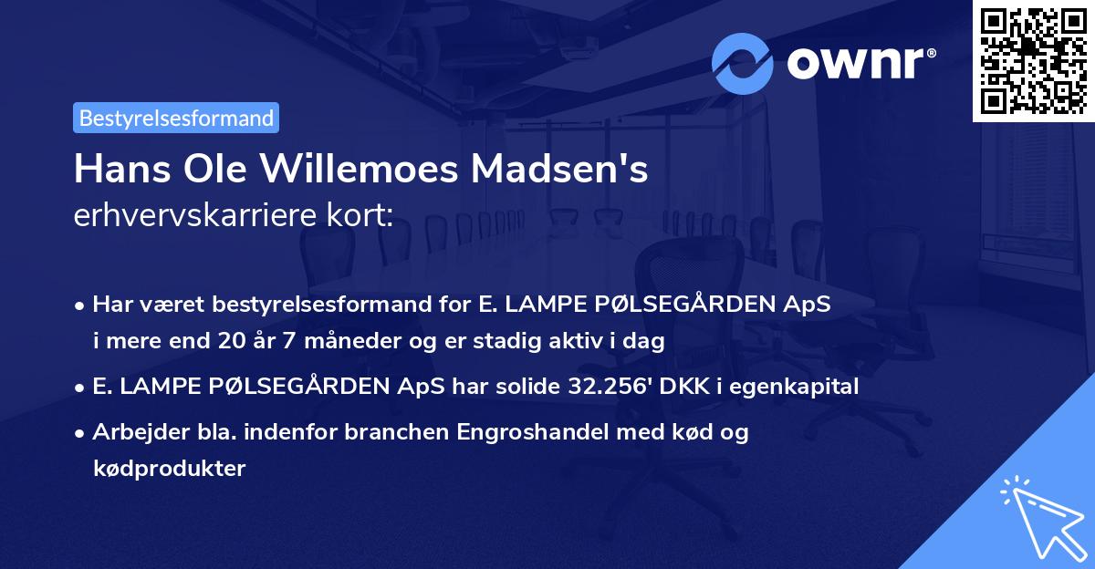 Hans Ole Willemoes Madsen's erhvervskarriere kort