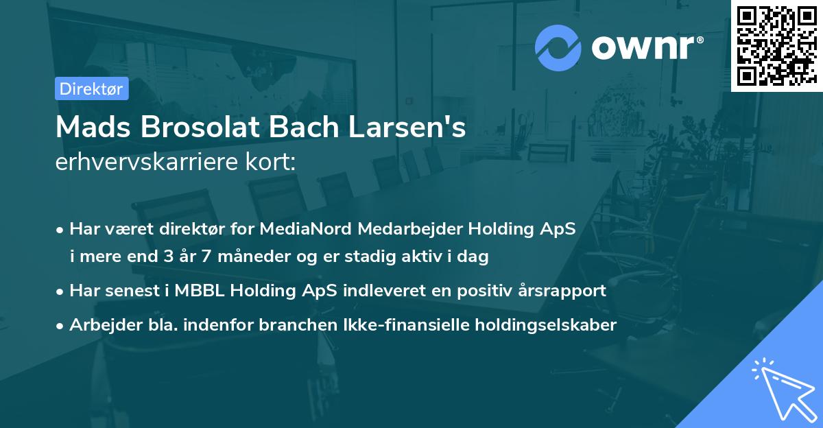 Mads Brosolat Bach Larsen's erhvervskarriere kort
