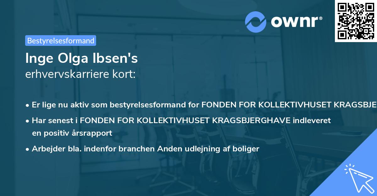 Inge Olga Ibsen's erhvervskarriere kort