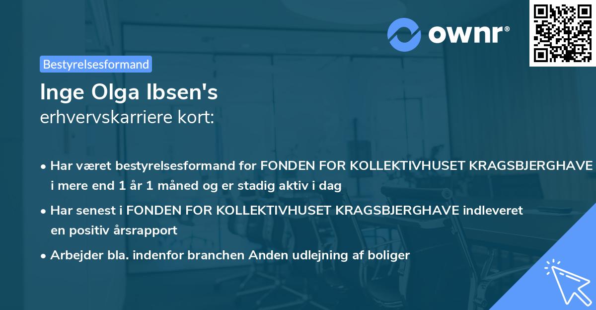 Inge Olga Ibsen's erhvervskarriere kort