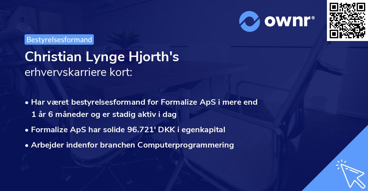 Christian Lynge Hjorth's erhvervskarriere kort