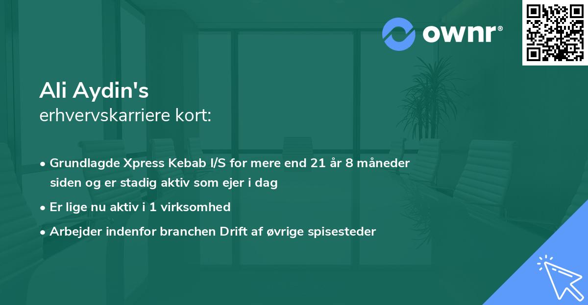 Ali Aydin's erhvervskarriere kort