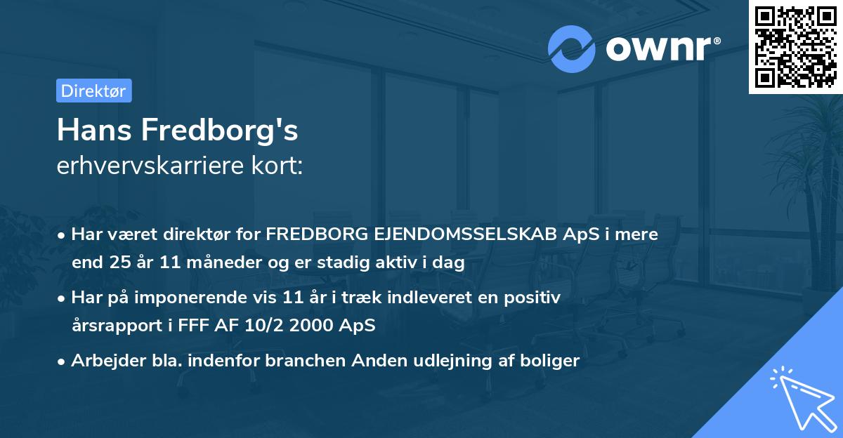 Hans Fredborg's erhvervskarriere kort