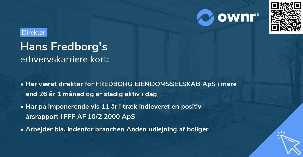 Hans Fredborg's erhvervskarriere kort