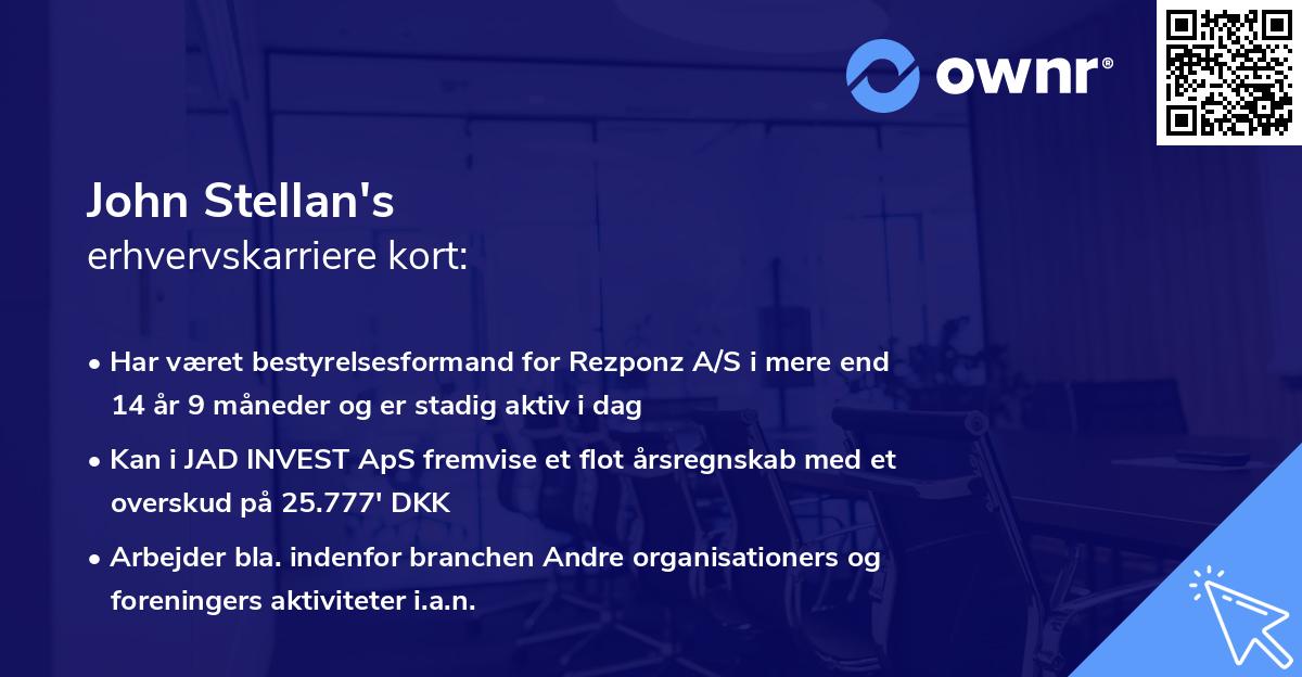 John Stellan's erhvervskarriere kort