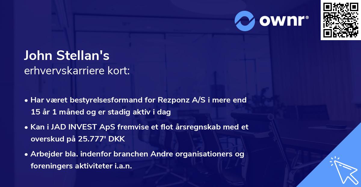 John Stellan's erhvervskarriere kort