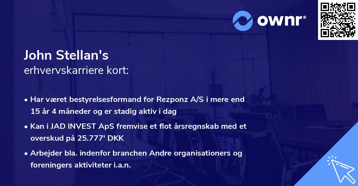 John Stellan's erhvervskarriere kort