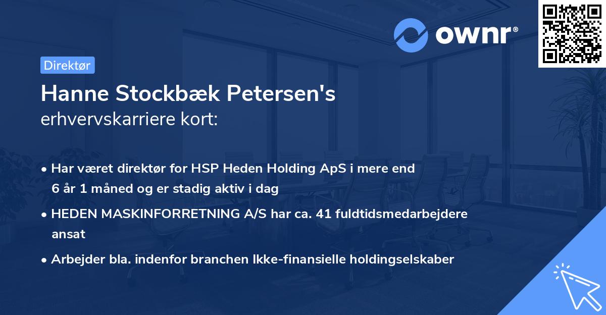 Hanne Stockbæk Petersen's erhvervskarriere kort