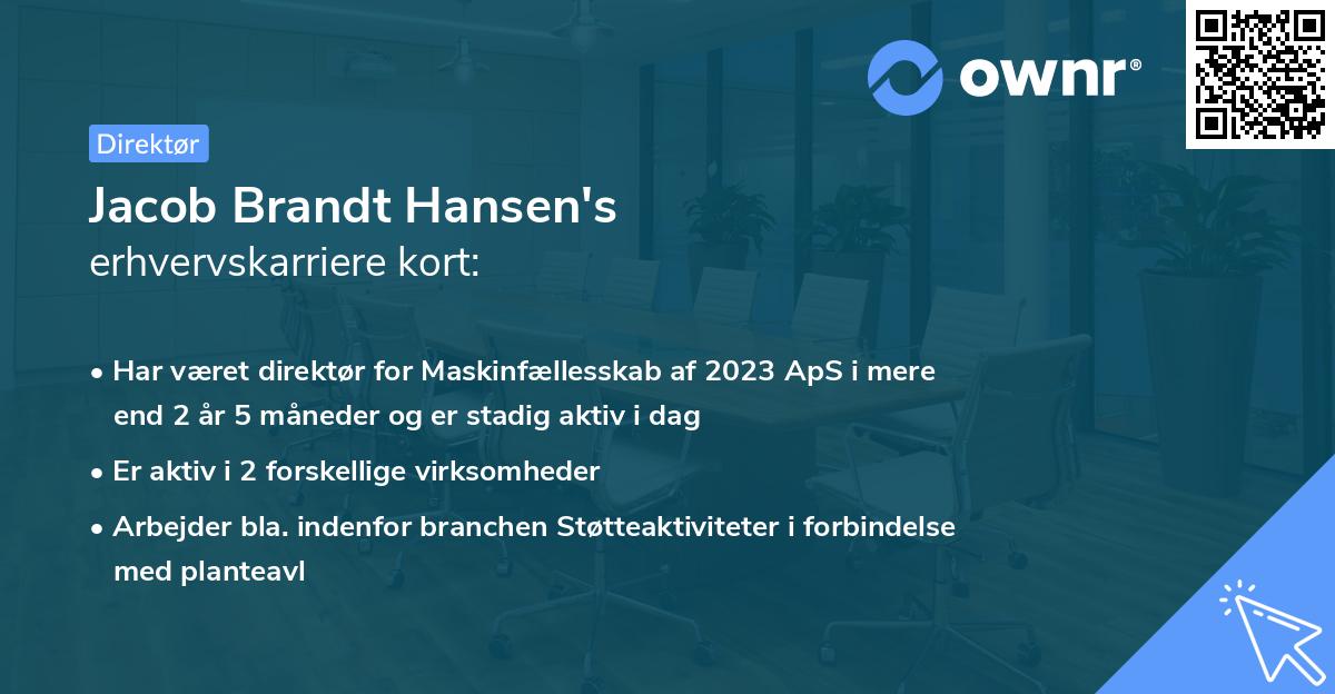 Jacob Brandt Hansen's erhvervskarriere kort