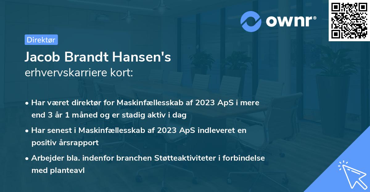 Jacob Brandt Hansen's erhvervskarriere kort