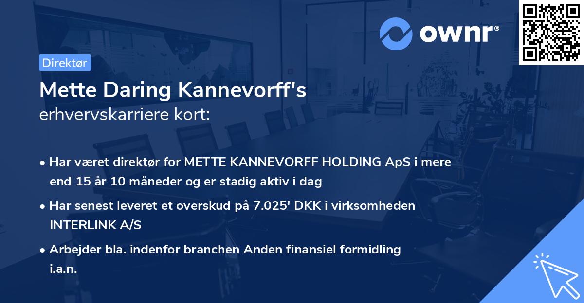 Mette Daring Kannevorff's erhvervskarriere kort
