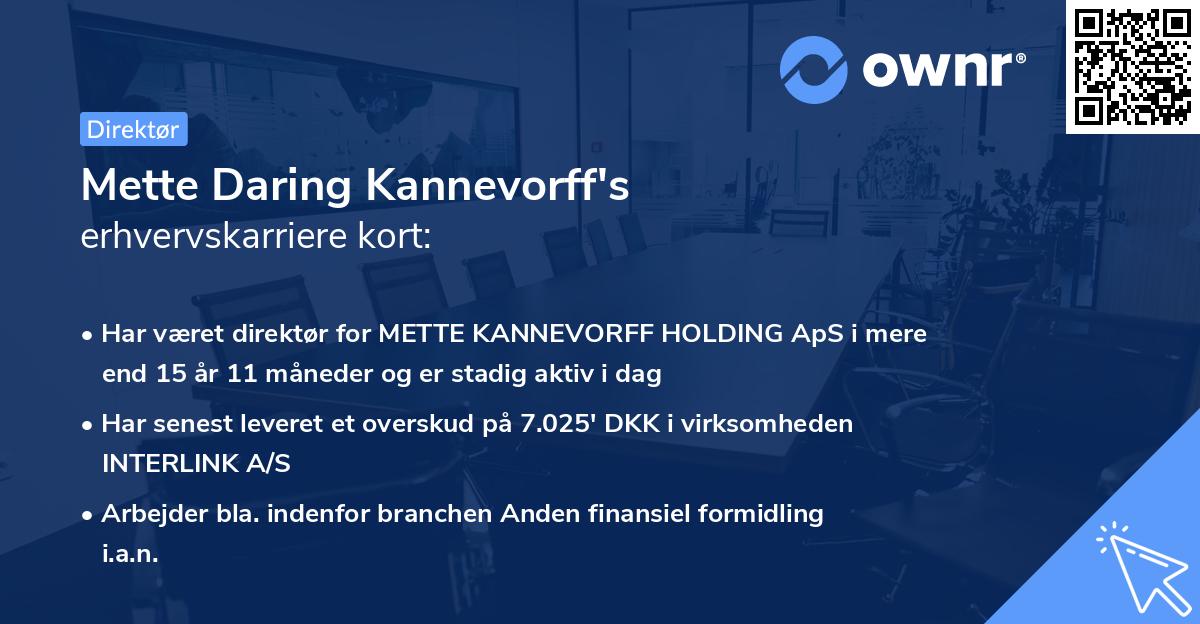 Mette Daring Kannevorff's erhvervskarriere kort