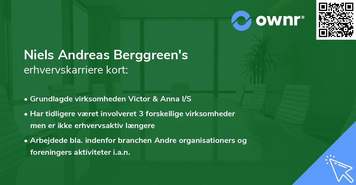 Niels Andreas Berggreen's erhvervskarriere kort