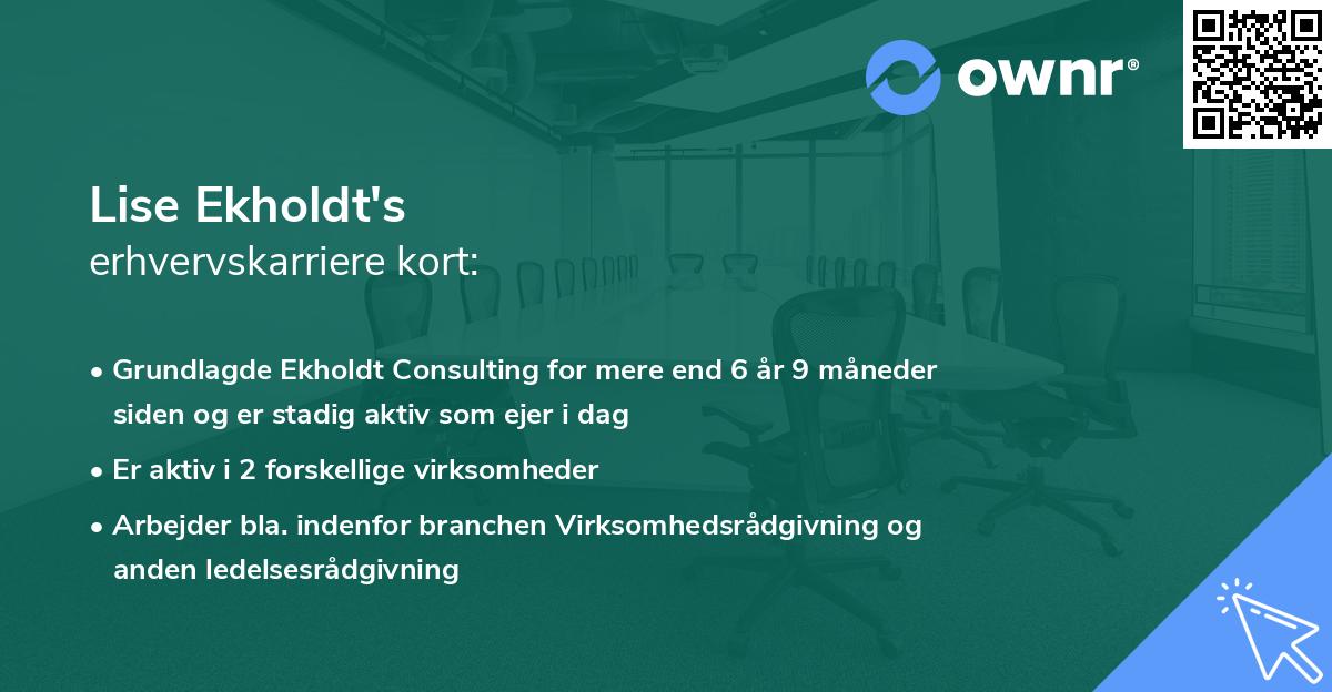 Lise Ekholdt's erhvervskarriere kort