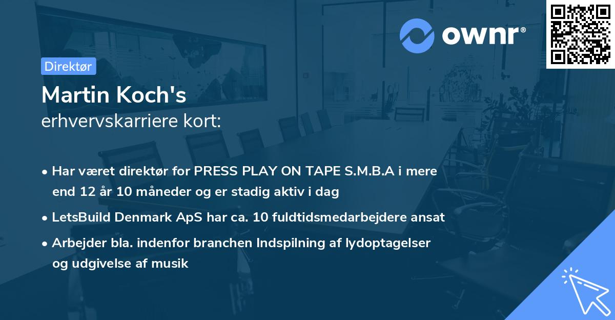 Martin Koch's erhvervskarriere kort