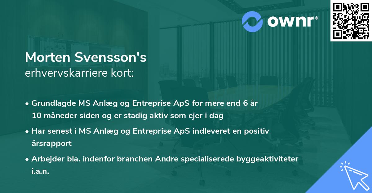 Morten Svensson's erhvervskarriere kort