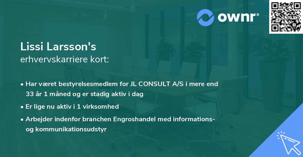 Lissi Larsson's erhvervskarriere kort
