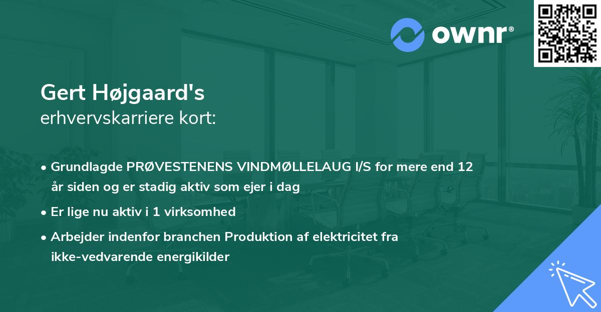 Gert Højgaard's erhvervskarriere kort