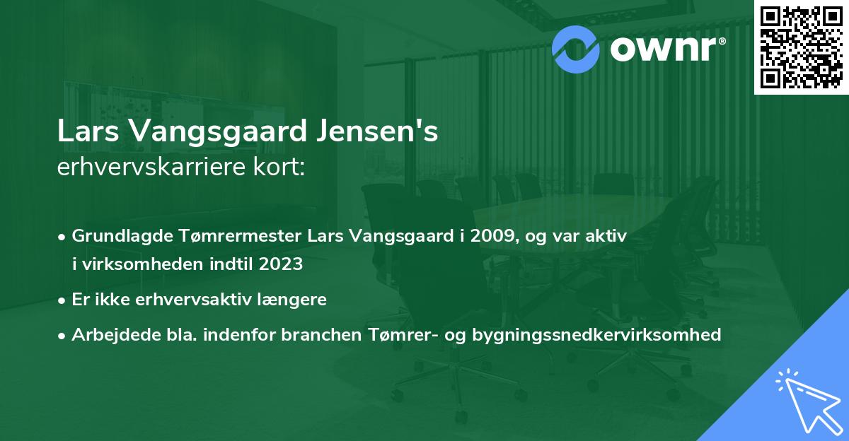 Lars Vangsgaard Jensen's erhvervskarriere kort