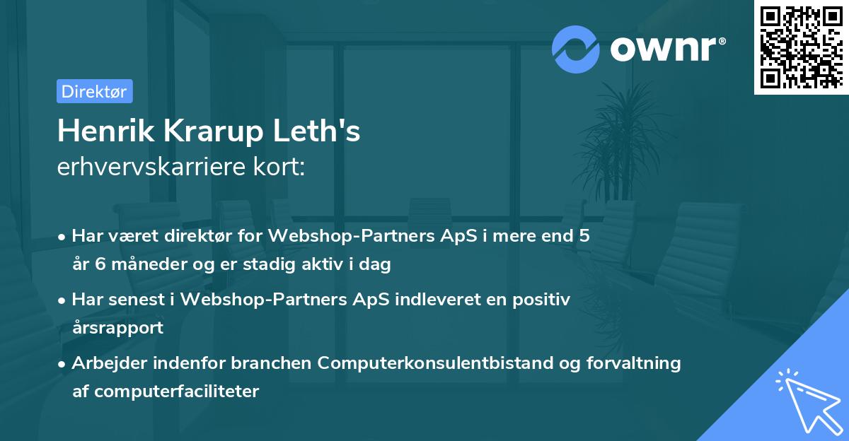 Henrik Krarup Leth's erhvervskarriere kort
