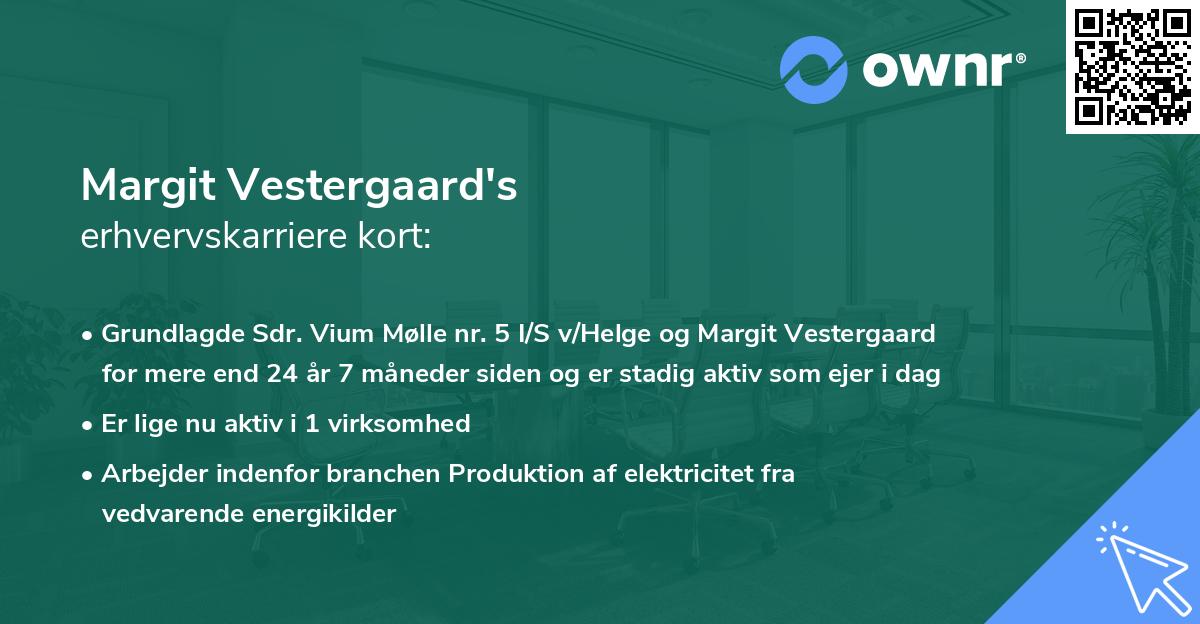 Margit Vestergaard's erhvervskarriere kort
