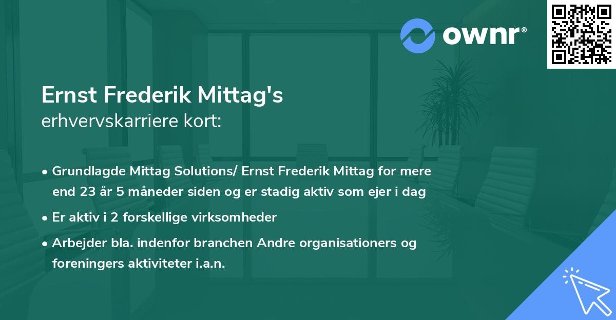 Ernst Frederik Mittag's erhvervskarriere kort
