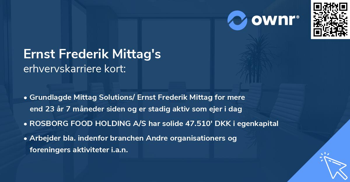 Ernst Frederik Mittag's erhvervskarriere kort