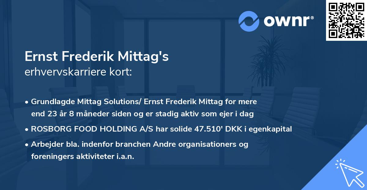 Ernst Frederik Mittag's erhvervskarriere kort