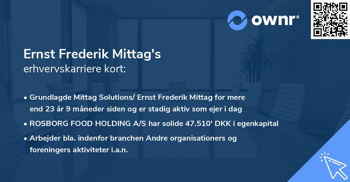 Ernst Frederik Mittag's erhvervskarriere kort