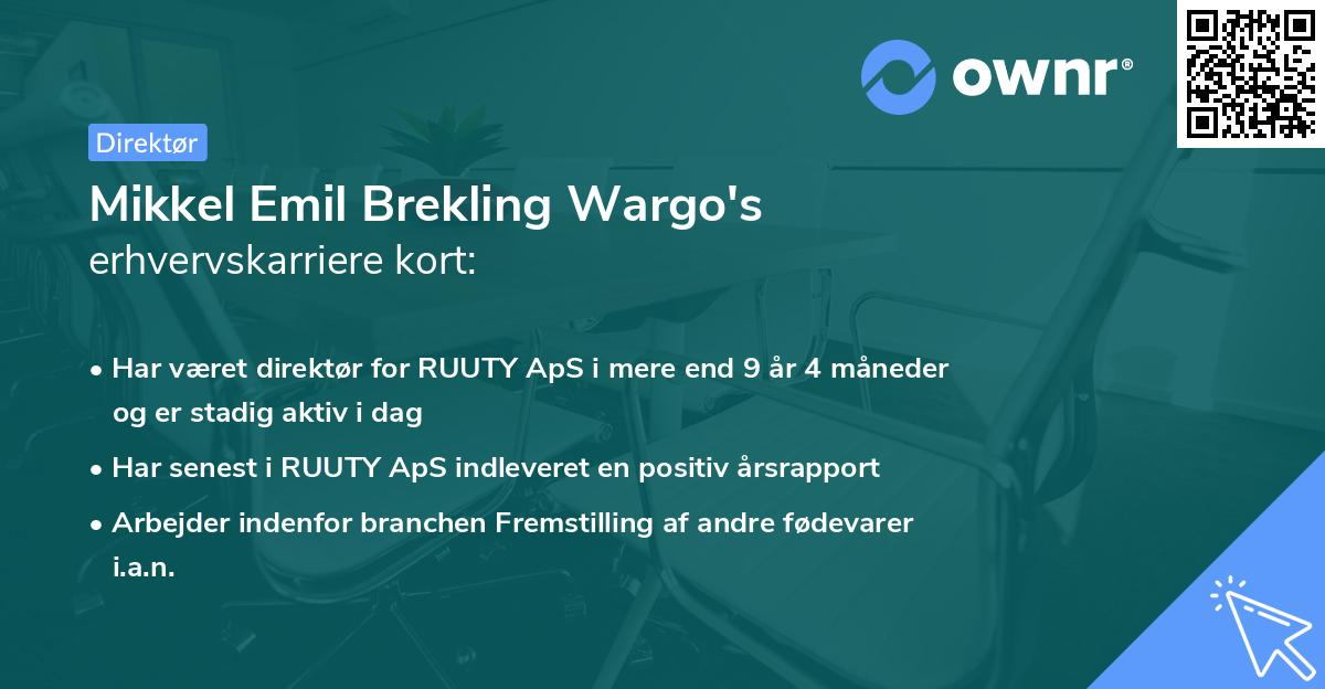 Mikkel Emil Brekling Wargo's erhvervskarriere kort