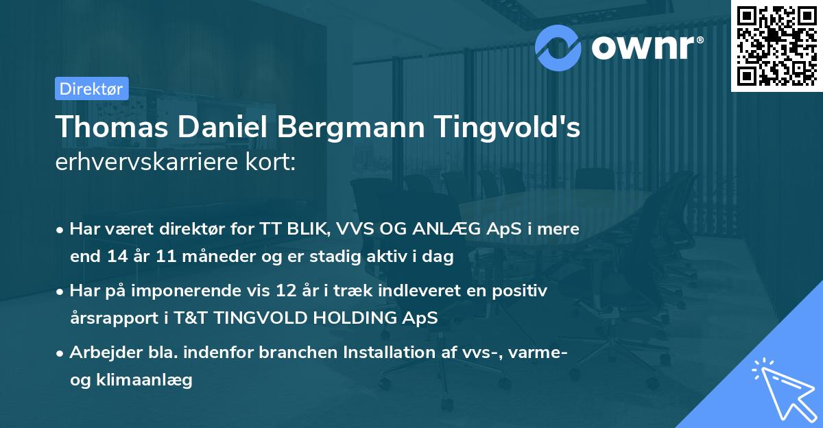 Thomas Daniel Bergmann Tingvold's erhvervskarriere kort