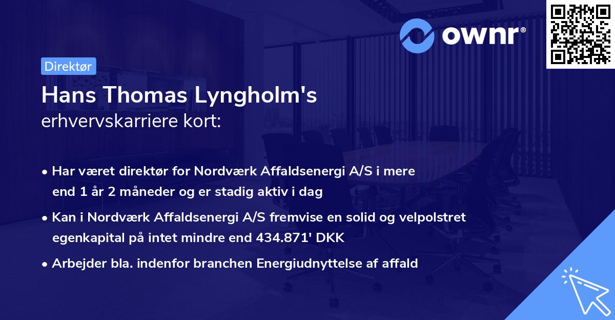 Hans Thomas Lyngholm's erhvervskarriere kort
