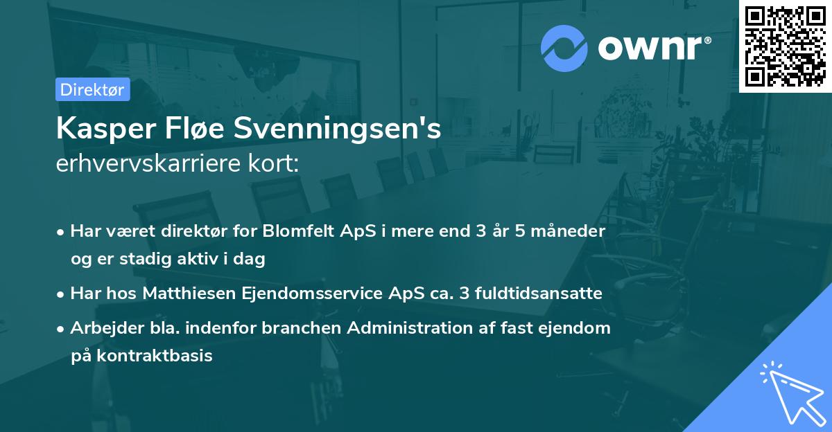 Kasper Fløe Svenningsen's erhvervskarriere kort