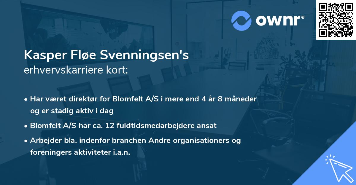 Kasper Fløe Svenningsen's erhvervskarriere kort