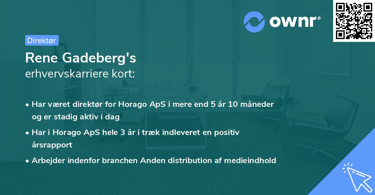 Rene Gadeberg's erhvervskarriere kort