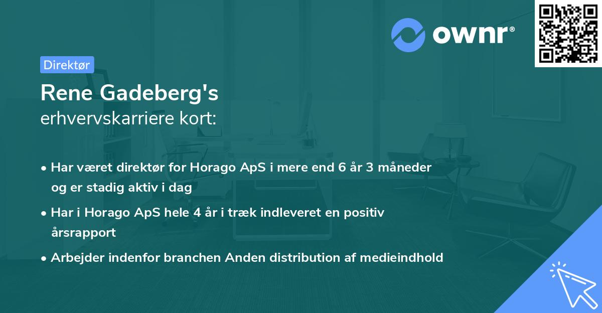 Rene Gadeberg's erhvervskarriere kort