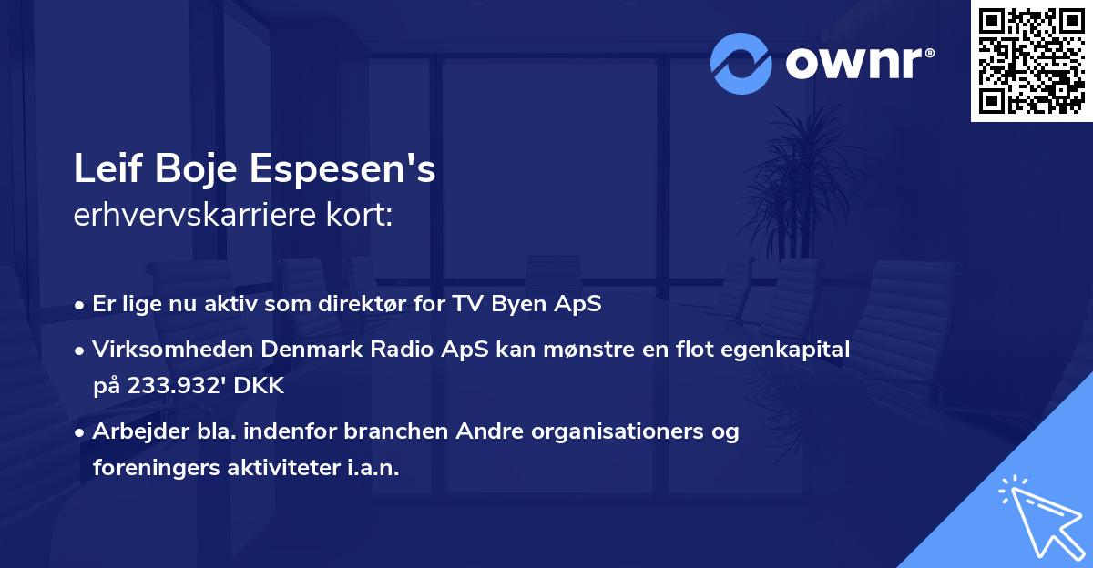Leif Boje Espesen's erhvervskarriere kort