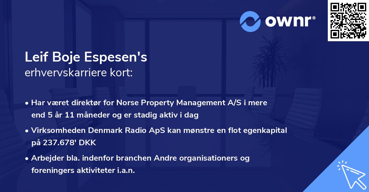 Leif Boje Espesen's erhvervskarriere kort