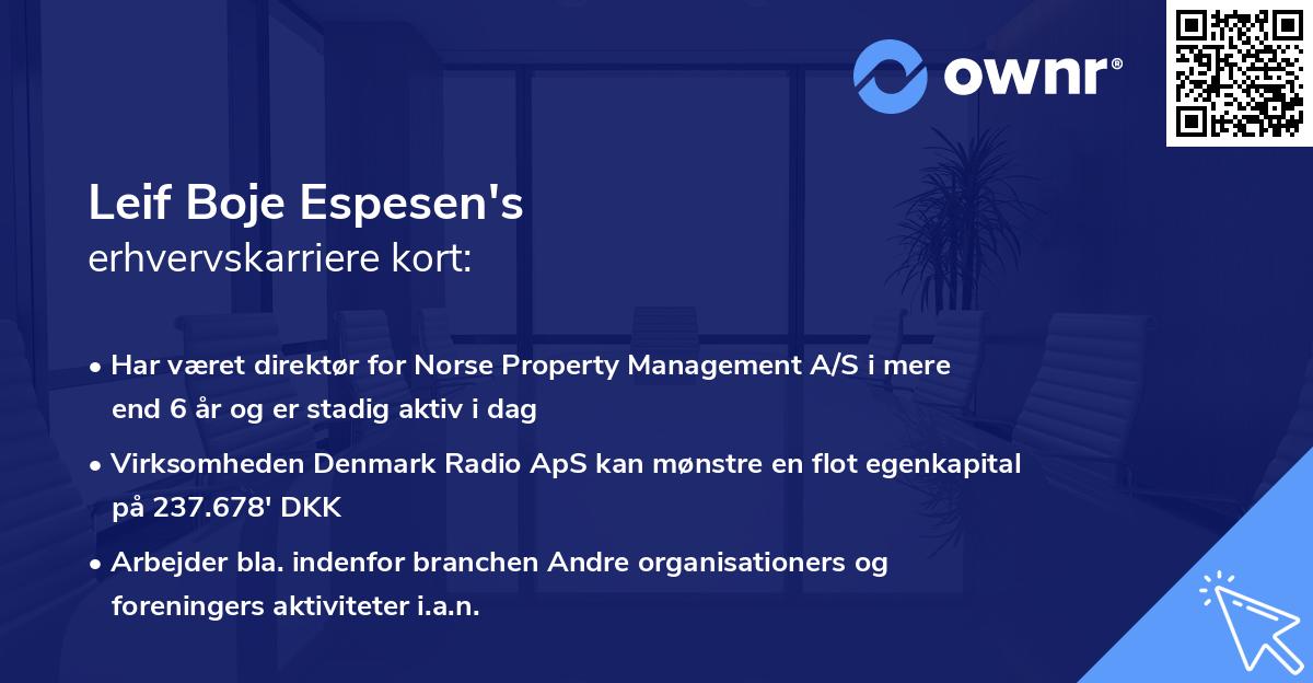 Leif Boje Espesen's erhvervskarriere kort