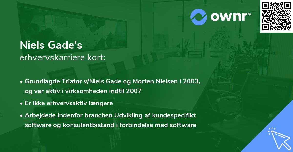 Niels Gade's erhvervskarriere kort