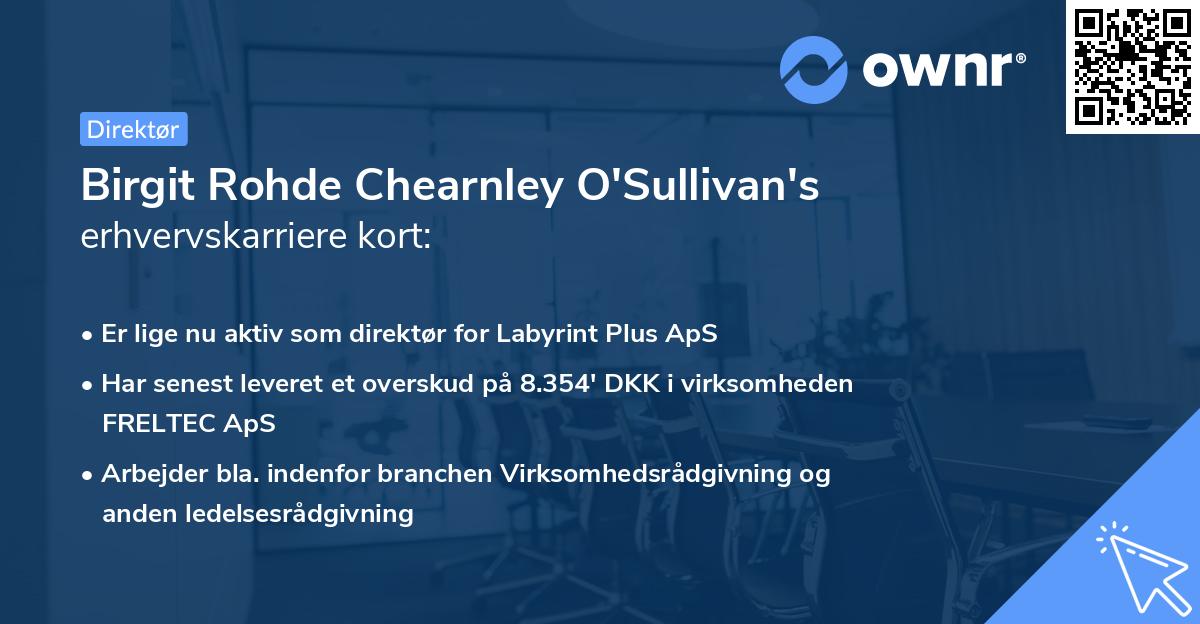 Birgit Rohde Chearnley O'Sullivan's erhvervskarriere kort